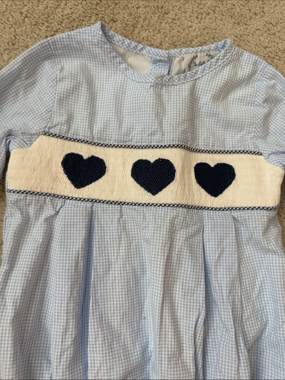 The Bella Bean Light Blue Heart Smocked Bubble